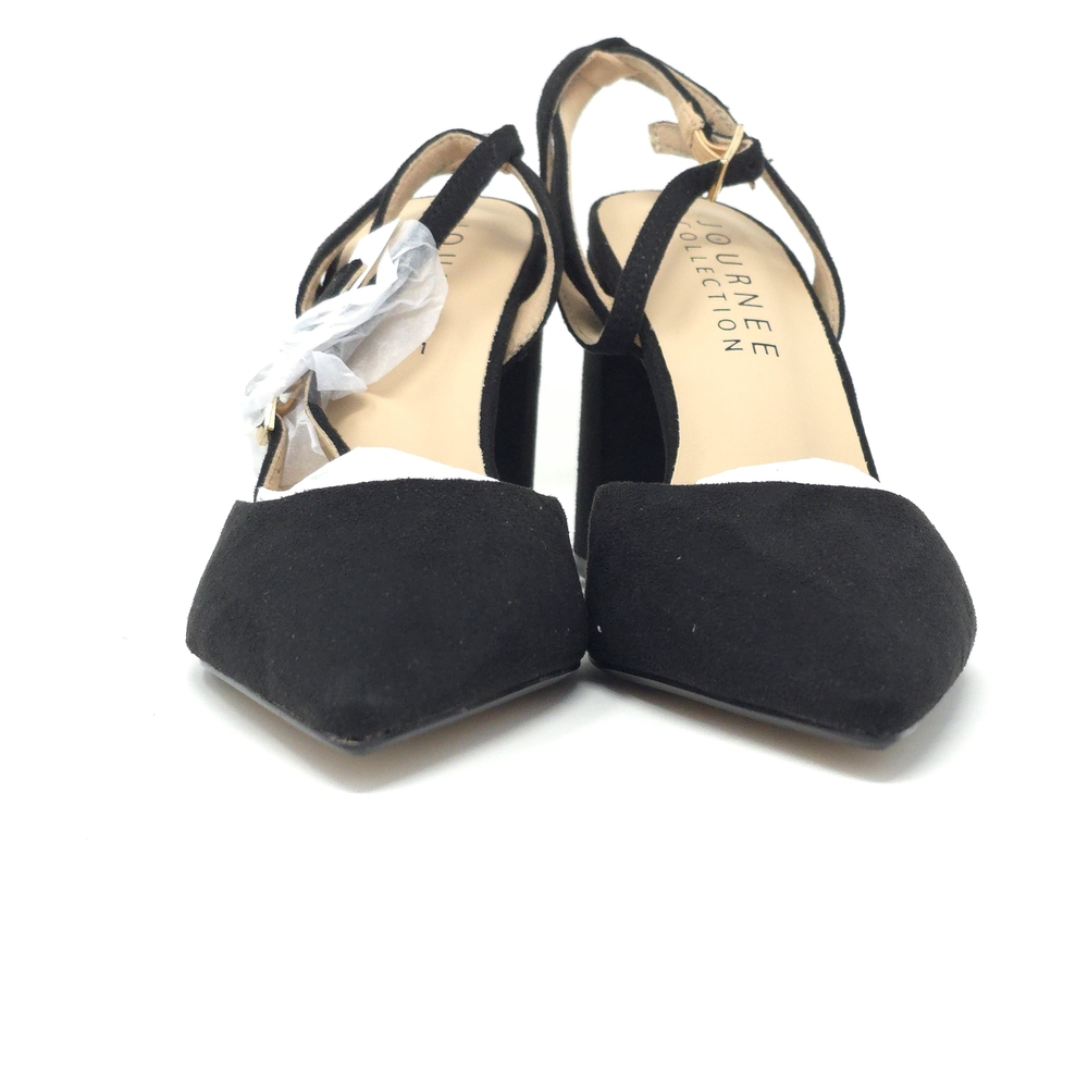Journee Tyyra Black Vegan Suede Block Heel Pumps Wide US 6 - Picture 3 of 10